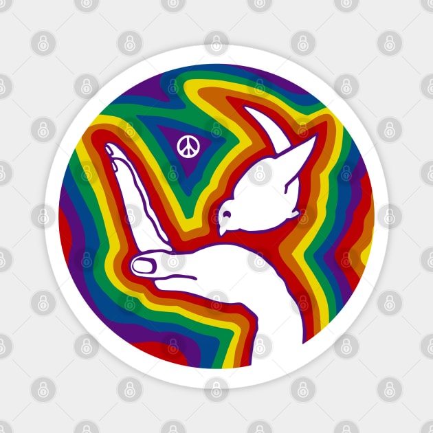 Rainbow Peace Dove Magnet by Slightly Unhinged